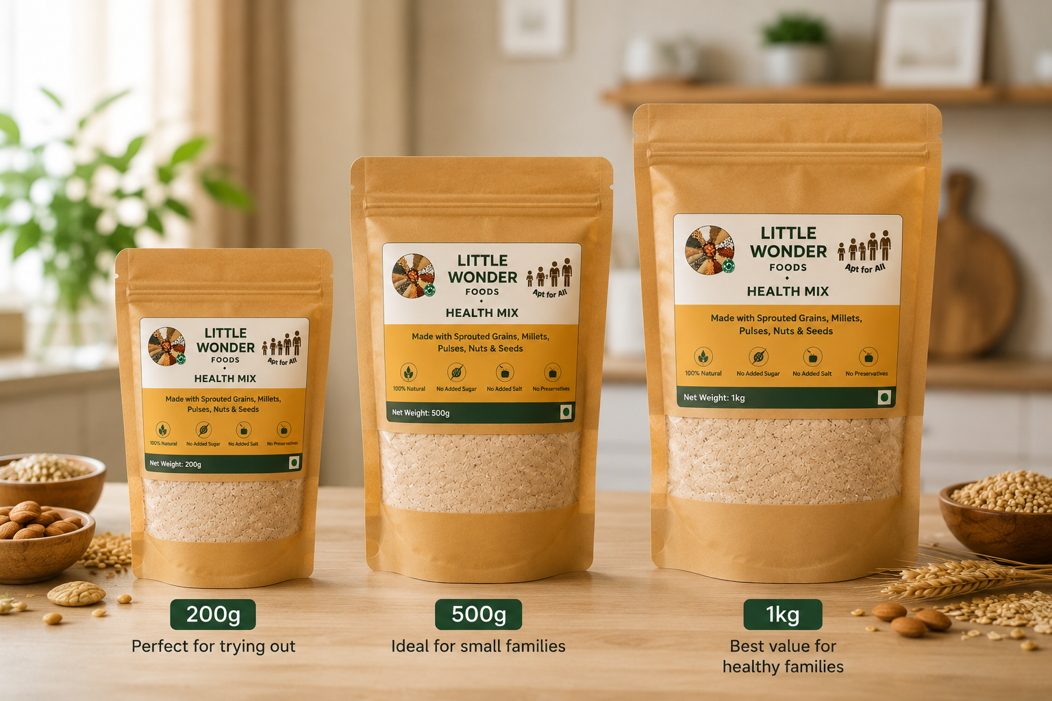 Health Mix in 200g, 500g and 1kg